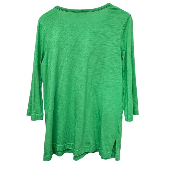 Kim Gravel Bellisima Top Medium Petite Green Pink Embroidery 3/4 Sleeve Tee - Picture 5 of 10